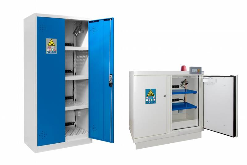 Gamme d'armoire de stockage des batteries pour prévention des incendies