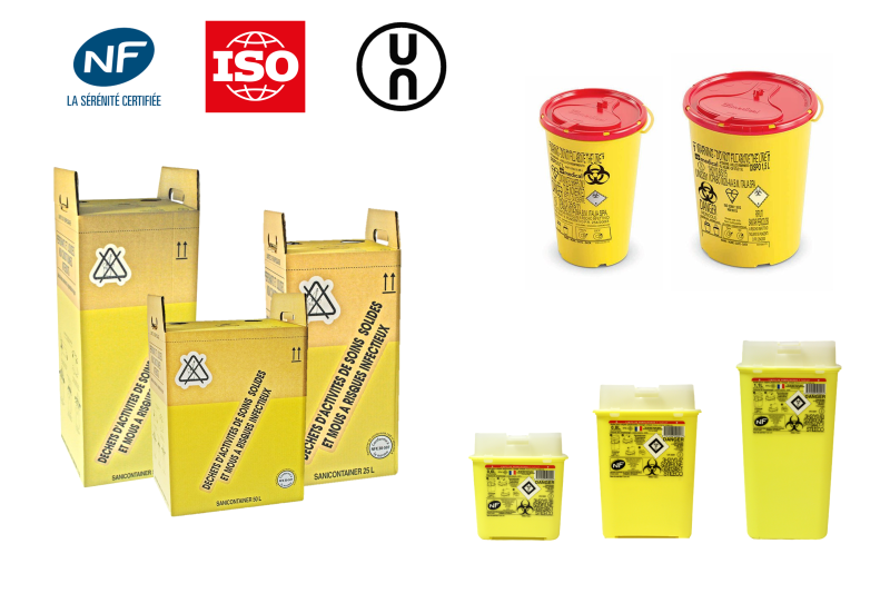 OPCT, boites à aiguilles, cartons et futs en polyéthylènes de tous formats et toutes tailles